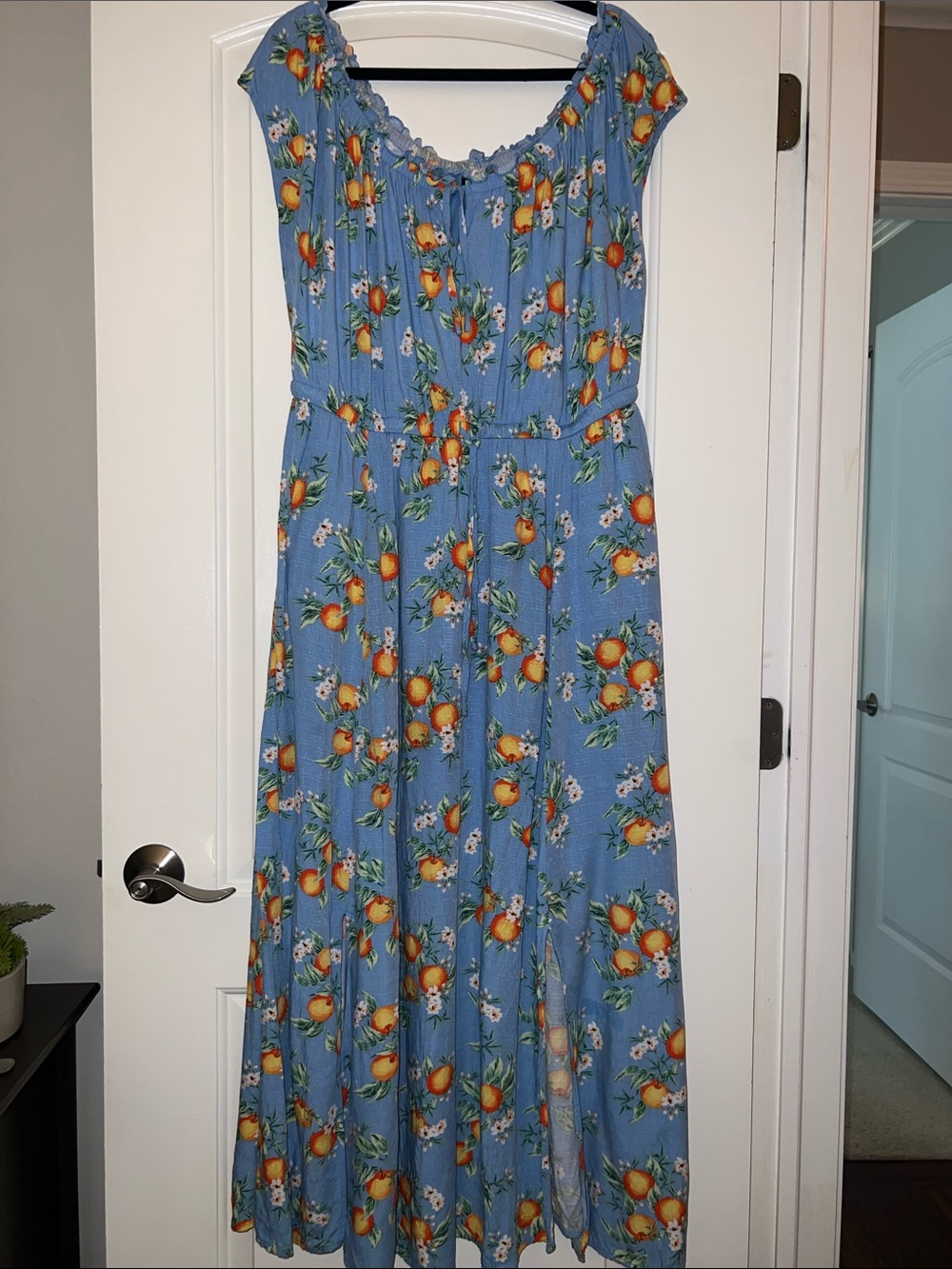 torrid Blue Maxi Dress with Peach Floral Print